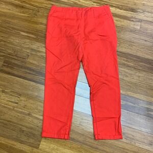 Zara‎ Basic Red Trousers Pants High Rise Utility Pockets Women Size 10 Career